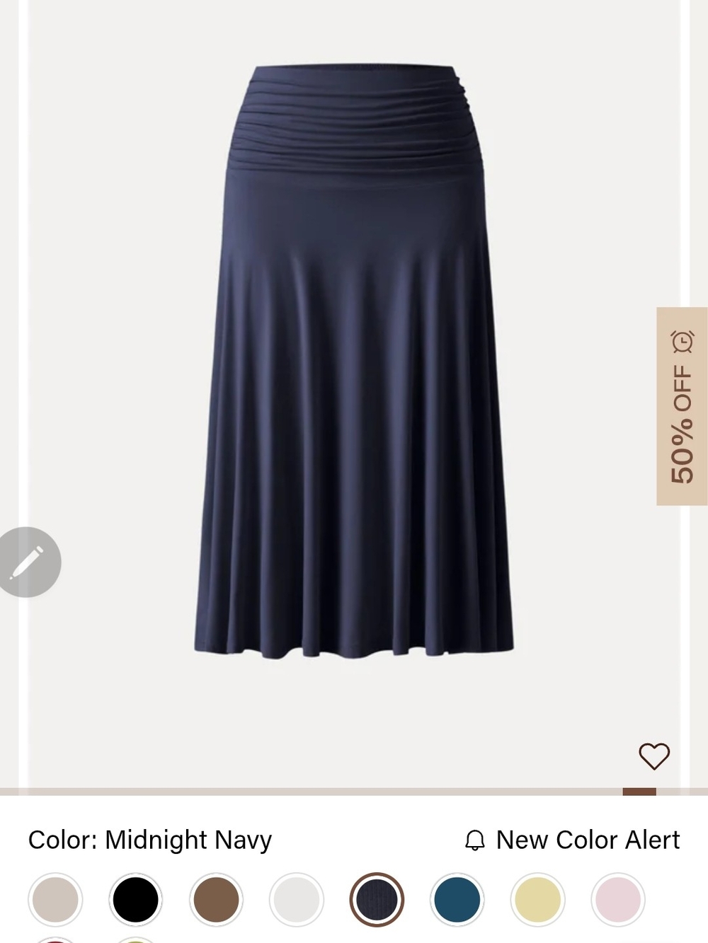 OGL ECO SKINKISS FLOW SIDE RUCHED A LINE MIDI SKIRT MIDNIGHT NAVY M NWT